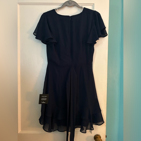 Lulus navy ruffle dress - Picture 4 of 5